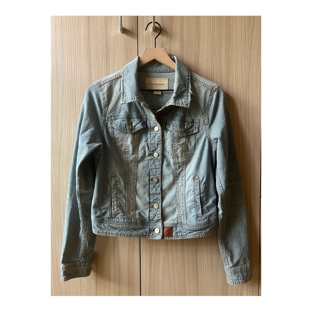 Pilcro and the Letterpress Sz medium pinstriped denim jean jacket